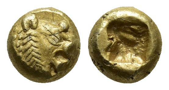 KINGS OF LYDIA. Alyattes (Circa 610-560 BC). EL Hemihekte. (6.8mm, 1.1 g) Sardei...
