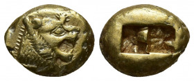 KINGS OF LYDIA. Time of Alyattes to Kroisos (Circa 620/10-550/39 BC). EL Trite or 1/3 Stater. (13.6mm, 4.8 g) Sardes. Obv: Head of roaring lion right,...