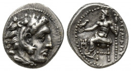 MACEDONIAN KINGDOM. Alexander III the Great (336-323 BC). AR drachm (17mm, 4.3 g). Early posthumous issue of Lampsacus, ca. 310-301 BC. Head of Heracl...