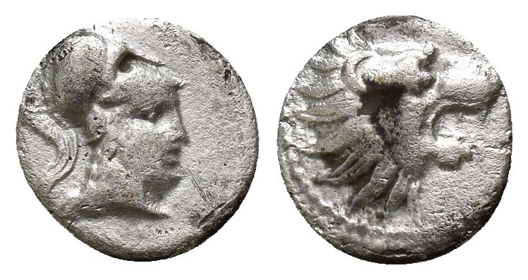 Pamphylia. Side circa 250-150 BC. Obol AR (9mm, 0.6 g) Head of Athena to right; ...