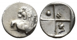 THRACE, Chersonesos. Circa 386-338 BC. AR Hemidrachm (13.6mm, 2.4 g). Forepart of lion right, head reverted / Quadripartite incuse square with alterna...