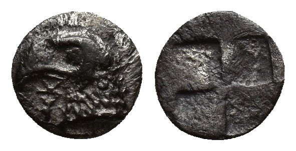 Aeolis. Kyme circa 450-400 BC. Hemiobol AR (7mm, 0,2 g). Head of eagle left; sta...