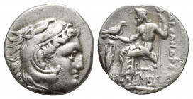 KINGS OF MACEDON, Lampsakos, Alexander III 'the Great', (Circa 336-323 BC) AR Drachm (17mm, 4.3 g) Obv: Head of Herakles to right, wearing lion skin h...