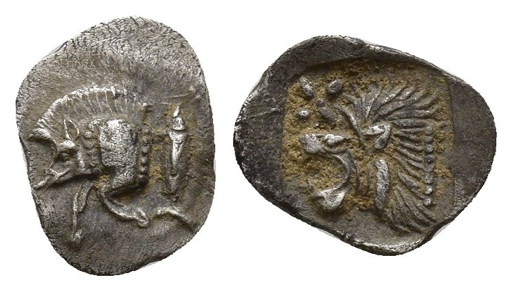 Kyzikos Hemiobol, boar / lion Kyzikos, Mysia. AR Hemiobol (10mm, 0.3 g), c. 500-...