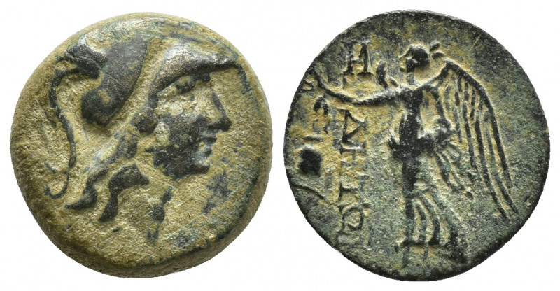 PAMPHYLIA, Side. Circa 1st Century BC. Æ (16mm, 3.7 g). Head of Athena right, we...