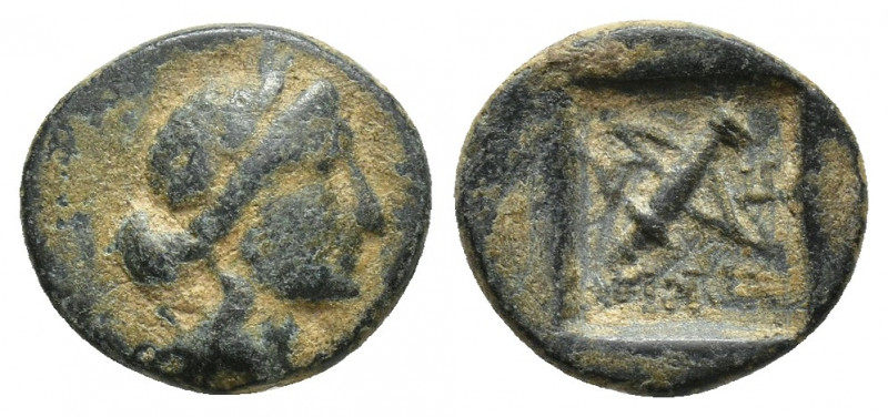 Lykian League, Tlos Æ Unit. Circa 100 BC. (11.7mm, 1.4 g) Laureate head of Apoll...
