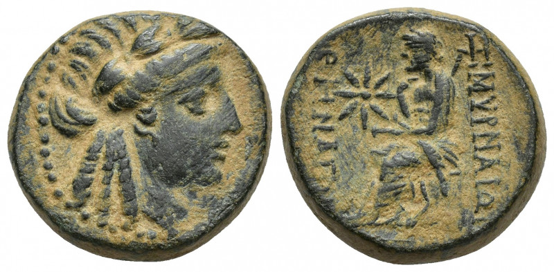 IONIA, Smyrna. Circa 75-50 BC. Æ (22mm, 14.5 g). Athenagoras, magistrate. Laurea...