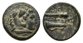 KINGS OF MACEDON. Alexander III 'the Great' (336-323 BC). Ae. (11mm, 1.4 g) Uncertain mint in Macedon. Obv: Head of Herakles right, wearing lion skin....