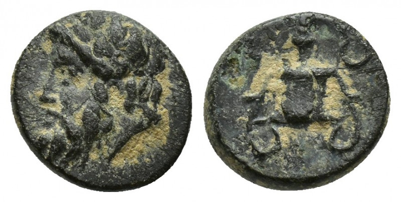 CYCLADES, Naxos. 4th century BC. Æ (10mm, 1.7 g). Bearded head of Dionysos left ...