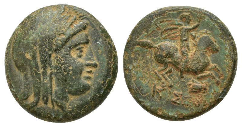 MYSIA. Kisthene. 4th century BC. (Bronze, 16mm, 3.4 g). Veiled head of Demeter r...