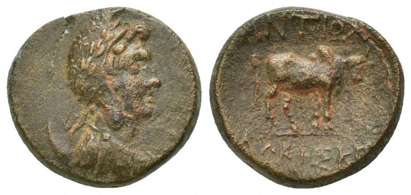 PISIDIA. Antioch. Ae (1st century BC). (18mm, 4.8 g). Obv: Draped bust of Mên ri...