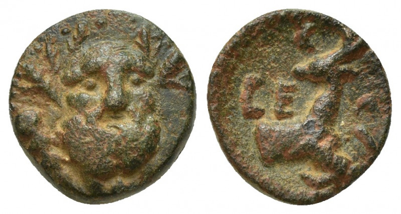 Pisidia, Selge Æ (13mm, 2 g). 2nd-1st century BC. Bearded head of Herakles three...