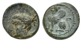 Cilicia, uncertain mint Æ (10mm, 1.4 g). Circa 4th century BC. Female head to left / Sphinx seated to left