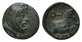 IONIA & LYDIA, Persian Satraps. Spithridates. Circa 334 BC. Æ (10mm, 1.5 g). Head of Spithridates right, wearing tiara / Forepart of horse right.