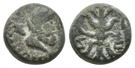 PISIDIA, Selge. 2nd-1st century BC. Æ (11mm, 3.6 g). Head of Herakles right, club behind shoulder / Winged thunderbolt and bow.