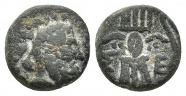 PISIDIA, Selge. Circa 2nd-1st Century BC. Æ (12mm, 2.7 g). Laureate head of Herakles right, club over shoulder / Thunderbolt, bow to right.
