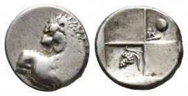 THRACE, Chersonesos. Circa 386-338 BC. AR Hemidrachm (12.4mm, 2.3 g). Forepart of lion right, head left / Quadripartite incuse square with alternating...