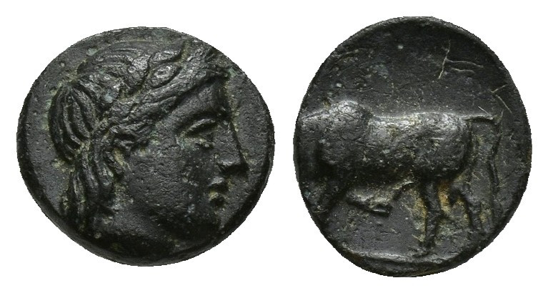 MYSIA. Gambrion. Ae (9mm, 0.8 g) (4th century BC). Obv: Laureate head of Apollo ...