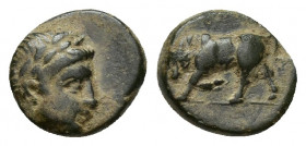 MYSIA. Gambrion. Ae (9mm, 1 g) (4th century BC). Obv: Laureate head of Apollo right. Rev: Bull butting left.