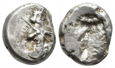 PERSIA. Achaemenidae. Darius I to Xerxes II, ca. 485-420 B.C. AR Siglos (16mm, 5.2 g). Persian hero-king in kneeling-running stance right, holding spe...