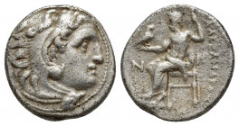 Kingdom of Macedon, Alexander III 'the Great' AR Drachm. (16.8mm, 4.2 g) Uncertain mint (Possibly Sardes or Nisyros?), circa 334-323 or circa 201 BC. ...