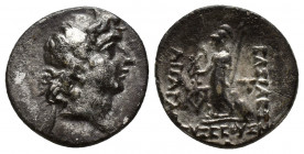 CAPPADOCIAN KINGDOM. Ariarathes IX (99–ca. 85 BC). AR drachm (17mm, 3.6 g). Diademed head of Ariarathes IV right / ΒΑΣΙΛΕΩΣ ΑΡΙΑΡΑΘΟΥ ΕΥΣΕΒΟΥΣ, Athena...