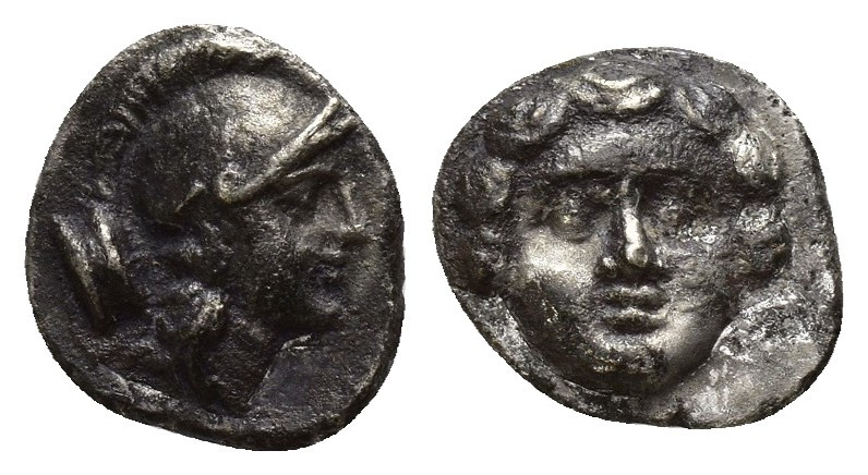 Greek Pisidia, Selge. Ca. 350-300 B.C. AR obol (9mm, 1 g). Helmeted head of Athe...