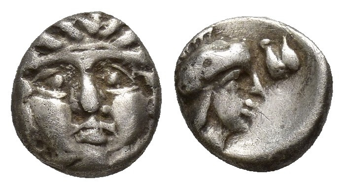 Greek Pisidia, Selge, c. 350-300 BC. AR Obol (8.8mm, 1 g). Facing gorgoneion. R/...