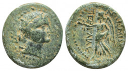 PAMPHYLIA. Perge. Uncertain (19mm, 6.1 g) Obverse: laureate head, r. Reverse: ΑΡΤƐΜΙΔΟϹ(?) ΠƐΡΓΑΙΑϹ; Nike advancing l., holding wreath and palm....