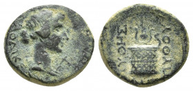 PHRYGIA. Laodicea ad Lycum. Pseudo-autonomous. Time of Tiberius (14-37). Ae. (15mm, 2.8 g) Pythes Pythou, magistrate. Obv: ΛAOΔIKEΩN. Laureate head of...