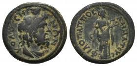 PHRYGIA. Colossae. Pseudo-autonomous (c. 139-144). (20mm, 5 g) Obverse: ΚΟΛΟϹϹΗΝΩΝ; draped bust of Sarapis wearing kalathos, r. / Reverse: ΦΙΛΟΠΑΠΠΟϹ ...