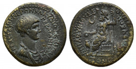 PHRYGIA. Acmoneia. Nero, 54-68. Hemiassarion (Bronze, 18mm, 3.7 g), Lucius Servenius Capito, archon, circa 55. ΑΥΤΟΚΡΑΤΩΡ ΝΕΡΩΝ ΚΛΑΥΔΙΟΣ ΚΑΙΣΑΡ / ΣΕΒΑ...