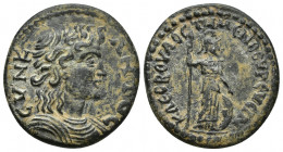 PHRYGIA, Temenothyrae. 3rd Century AD. Æ (27mm, 9.2 g). CYNKΛHTOC Draped bust of the senate right / KΛЄOBOYΛOC THMЄNOΘYΡЄYCIN. Athena standing right, ...