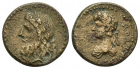 MYSIA, Adramyteum. Augustus. 27 BC-AD 14. Æ (19mm, 5.6 g) Obverse: ΣΕΒΑΣΤΟΥ; bare head (of Augustus?), l. / Reverse: laureate head of Zeus, l....