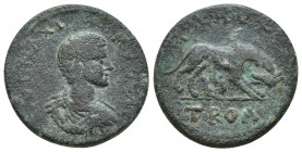 Troas. Alexandreia. Maximus AD 236-238. Bronze Æ (24mm, 9.4 g). IVL MAXIM-VS [CAE], bare-headed, draped, cuirassed bust right / CO, TROA in exergue, h...