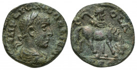 Troas. Alexandreia. Gallienus AD 253-268. Bronze Æ (19mm, 5.5 g). IMP LICIN GALLIENV, laureate, draped and cuirassed bust right / C-OL A, horse grazin...