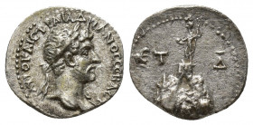 CAPPADOCIA. Caesarea. Hadrianus (117-138). Hemidrachm. (15mm, 1.6 g) Dated RY 4. Obv: ΑΥΤΟ ΚΑΙC ΤΡΑΙ ΑΔΡΙΑΝΟC CΕΒΑCΤ. Laureate bust right, slight drap...