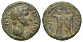PISIDIA, Sagalassus, Nerva (96-98) Æ (19mm, 5.9 g) Obv: ΝΕΡΟΥΑϹ ΚΑΙϹΑΡ - laureate head of Nerva, right. Rev: ϹΑΓΑΛΑϹϹΕⲰΝ - the Dioscuri standing facin...