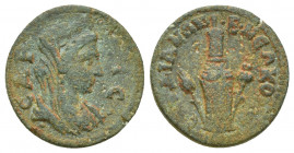 LYDIA. Sardis. Pseudo-autonomous. Time of Caracalla to Elagabalus (198-222). Ae. (18mm, 3.5 g) Obv: ϹΑΡΔΙϹ. Turreted, veiled and draped bust of Tyche ...
