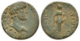 PAMPHYLIA. Side. Antoninus Pius (138-161). Ae. (19mm, 5.5 g) Obverse: ΑVΤΟΚΡΑ[; laureate head of Antoninus Pius, r. Reverse: [ϹΙ]ΔΗ[Τ]ⲰΝ; Athena advan...