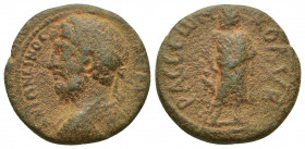 CILICIA. Colybrassus. Marcus Aurelius (161-180). Ae. (22mm, 7.8 g) Obverse: ΑVΤ ΚΑΙϹ ΑΝΤΩΝƐΙΝΟϹ; laureate-headed bust of Marcus Aurelius wearing cuira...