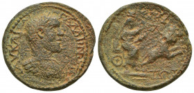 PHRYGIA. Kibyra. Gallienus (253-268). Ae. (30mm, 16.6 g) Obv: AV KAI ΓΑΛΛΙΕΝΟC. Laureate and cuirassed bust right. Rev: KIBVPATΩN. Hekate seated right...