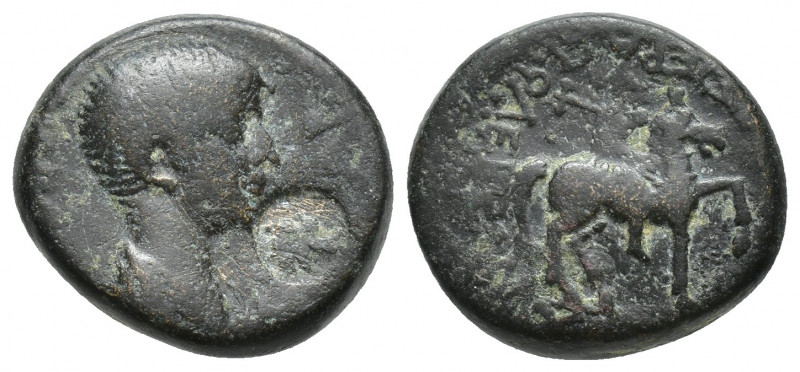 PHRYGIA. Hierapolis. Nero (54-68). Ae. (18mm, 6.7 g) Obv: NEPΩN KAIΣAP. Barehead...