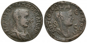 SYRIA, Seleucis and Pieria. Antioch. Philip II, as Caesar. 244-247 AD. Æ (29mm, 9.5 g). Bare headed and draped bust right / Turreted, veiled and drape...