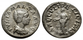JULIA MAESA, grandmother of Elagabalus. AR Denarius (17.7mm, 3.8 g). IVLIA MAESA AVG, draped bust right / SAECVLI FELICITAS, Felicitas standing left; ...