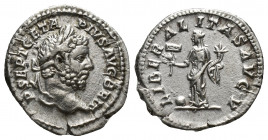 Geta AR Denarius, Liberalitas reverse Geta (209-211 AD). AR Denarius (19mm, 3.2 g), Rome. Obv. P SEPT GETA PIVS AVG BRIT, laureate head to right. Rev....