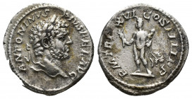 Caracalla (AD 198–217). Silver denarius (18.5mm, 2.5 g). AD 213. ANTONINVS PIVS FEL AVG, laureate head of Caracalla right, bearded / P M TR P XVI COS ...