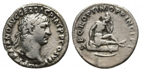 Trajan AR Denarius. Trajan AR Denarius. (17mm, 3 g) Rome, AD 103-111. IMP TRAIANO AVG GER DAC P M TR P COS V P P, laureate bust right, drapery on far ...