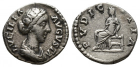 Lucilla, Augusta, 164-182. Denarius (Silver, 18.1mm, 3.7 g), struck under Marcus Aurelius and Lucius Verus, Rome, 161-167. LVCILLA AVGVSTA Draped bust...