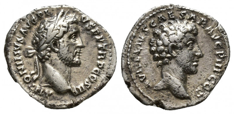 Antoninus Pius with Marcus Aurelius AR Denarius, dynastic type Antoninus Pius (1...